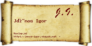 János Igor névjegykártya